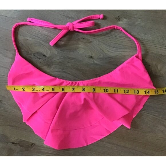 Venus Bikini Bliss Pink Ruffle Halter Bikini Top Large 80% Nylon 20% Spandex Wom - Picture 6 of 6